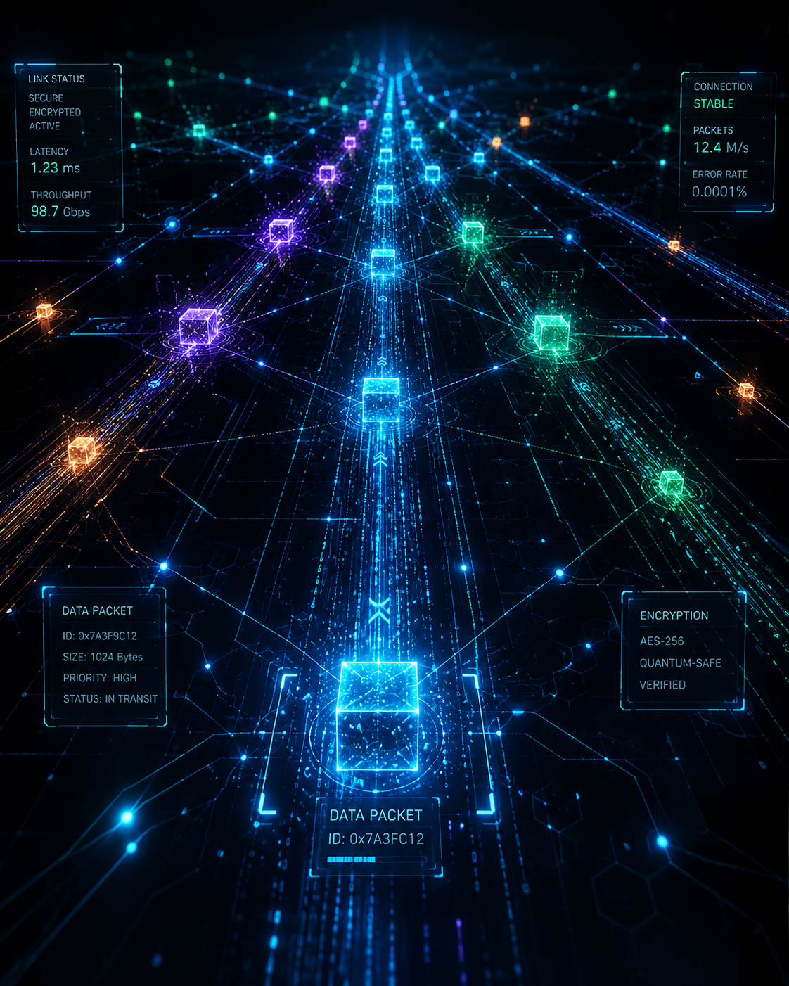 Digital signal visualization representing secure data transmission
