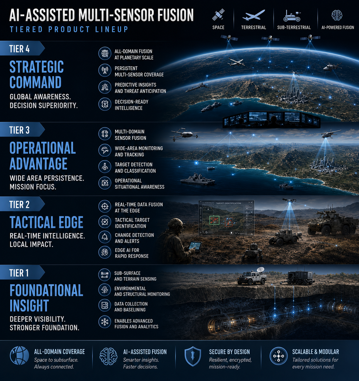Advanced satellite sensing array in deep space